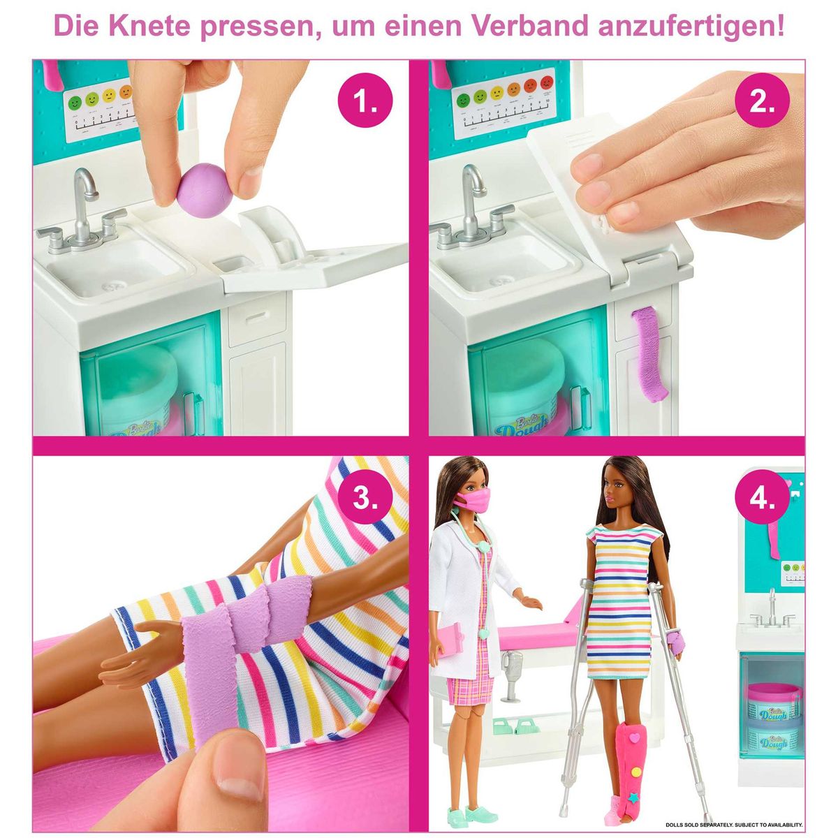 Mattel HFT68 - Barbie - You can be anything - „Gute Besserung“ Krankenstation Spielset mit Puppe