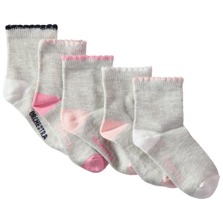 Lot de 5 paires de chaussettes grises avec bord-côte contrasté - Gris clair