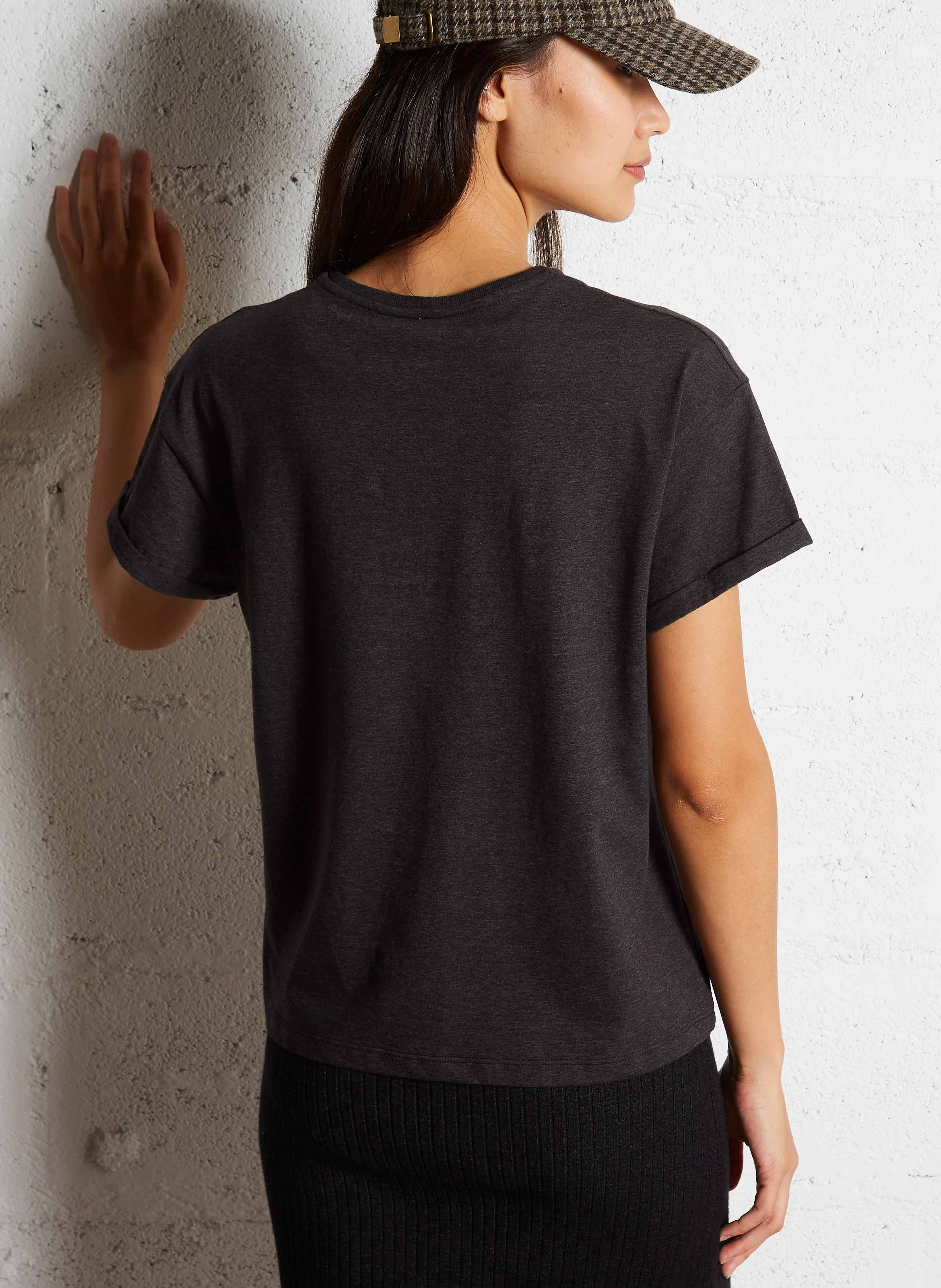 Tee-shirt col rond en coton | Gris