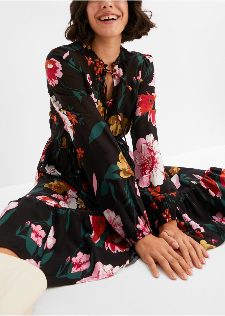 Robe midi imprimée en viscose