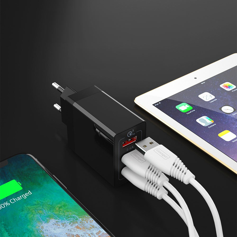 (30W) 3x USB A Ladegerät Netzteil Quick Charge 3.0 - Schwarz