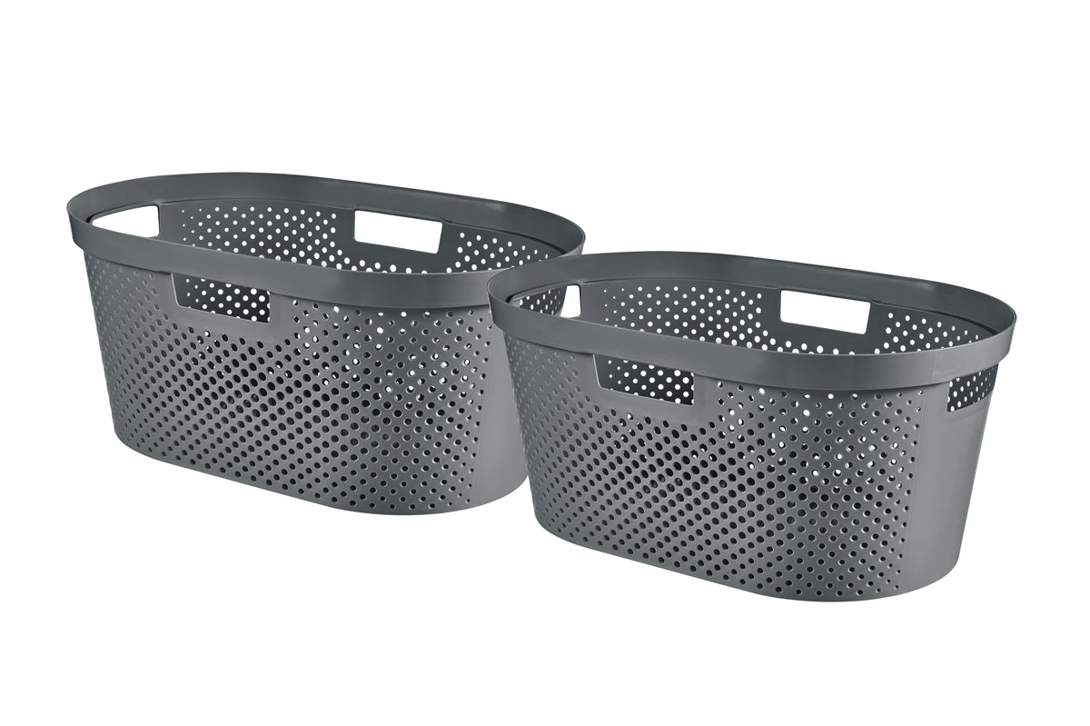 Curver Infinity Recycled Wasmand - 40L - 2 stuks - Grijs