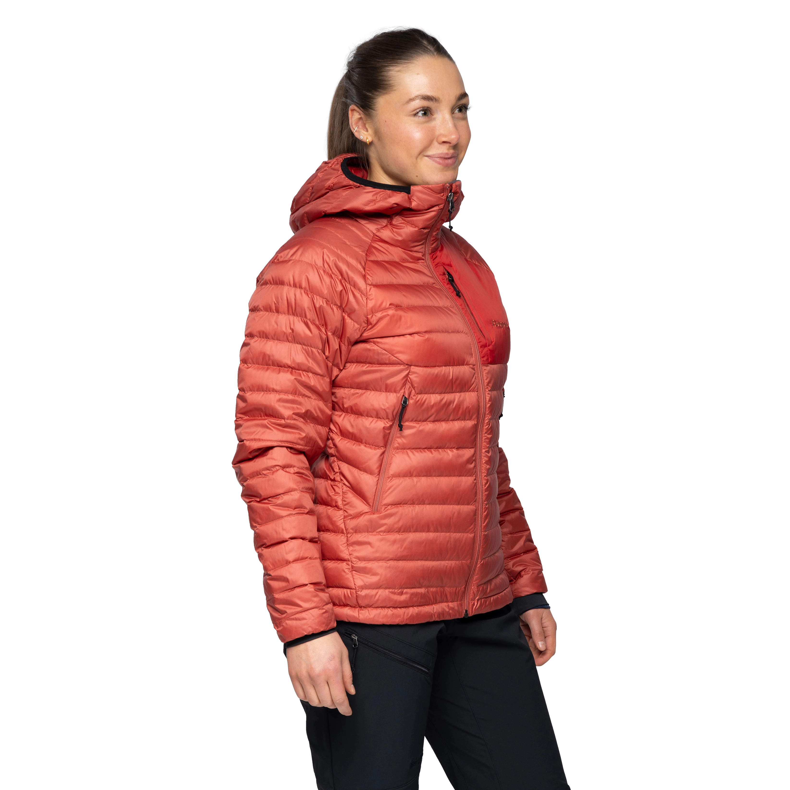 Vaagaa Light Down Jacket Hood Women Rusty Dust / Crimson Red