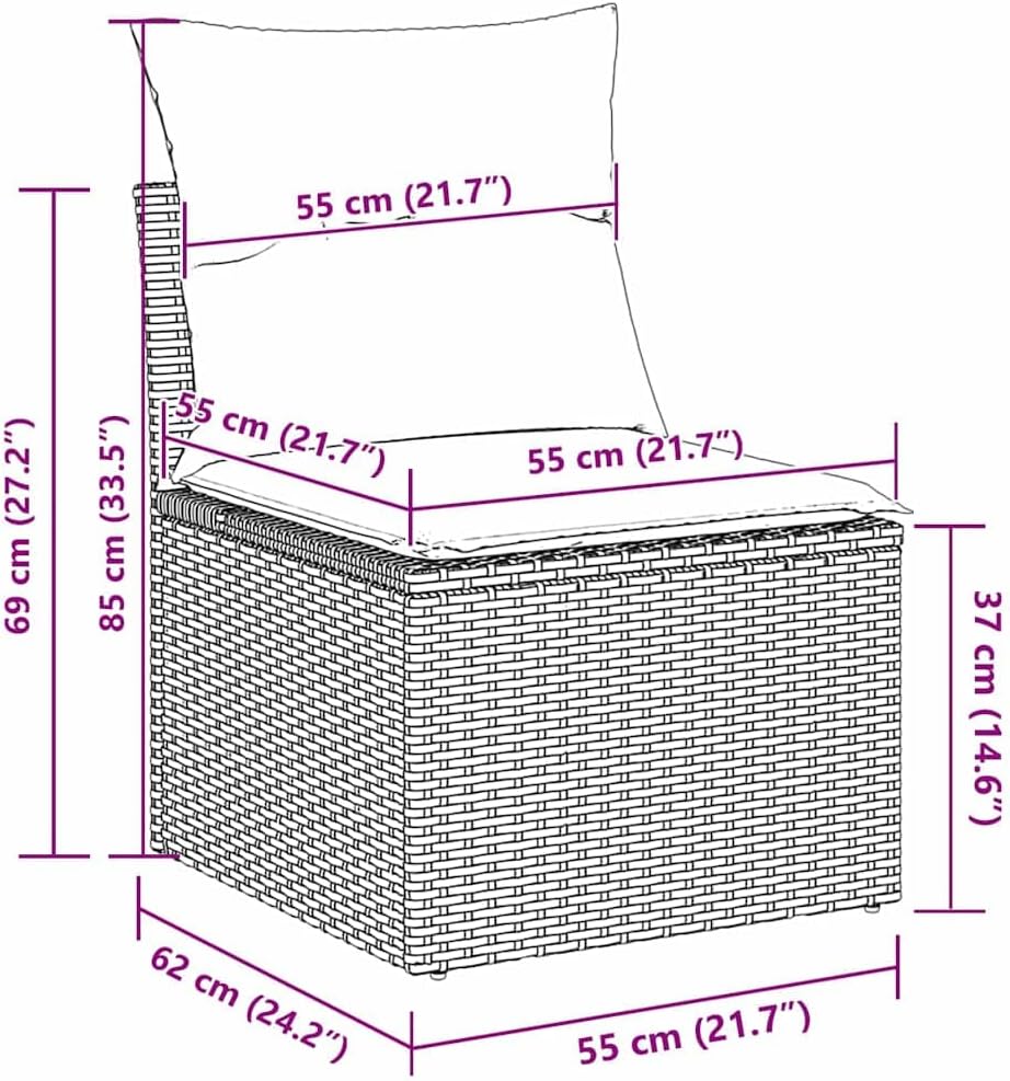 Gartensofa-Set, 4-teilig, Beige Poly-Rattan, mit Kissen, Akazienholz-Akzenten, modulares Outdoor-Möbelset für Terrasse, Balkon, Garten