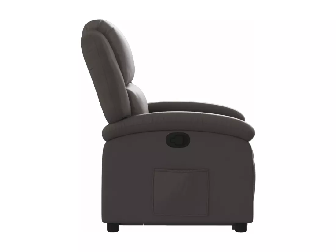 Fauteuil inclinable marron foncé cuir véritable