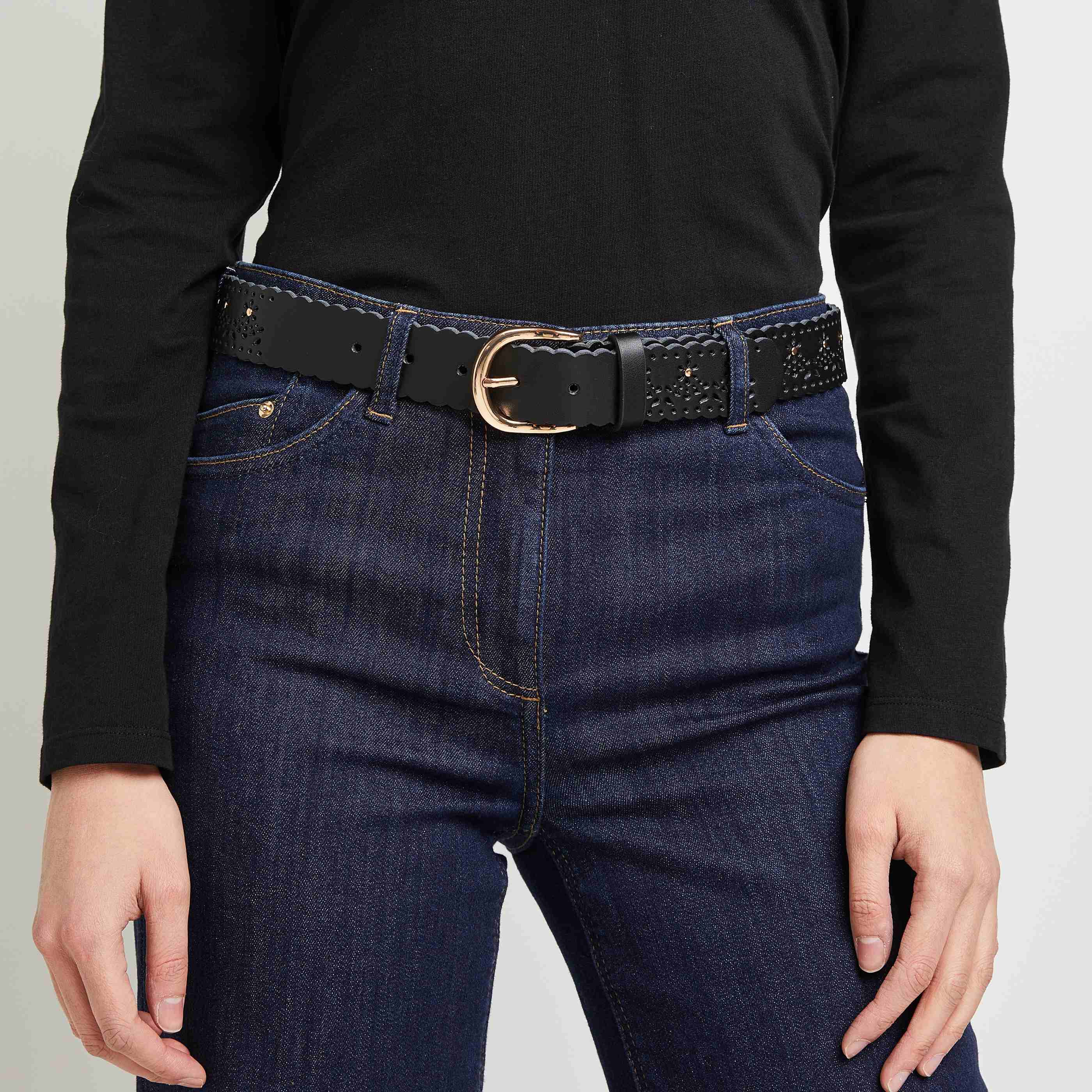 Ceinture fantaisie à cloutée femme - NOIR