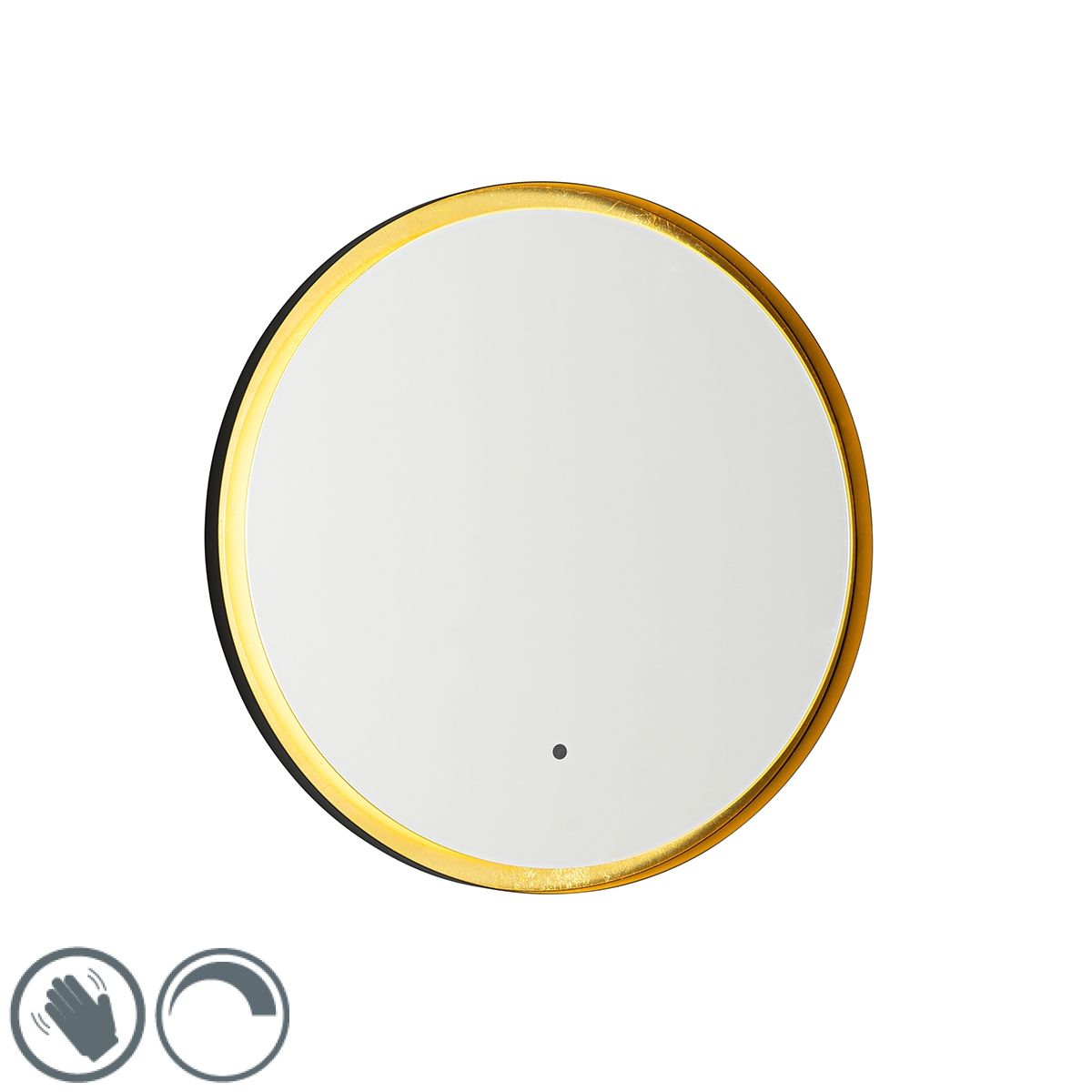 Badkamerspiegel zwart met goud incl. LED en touch dimmer - Pim