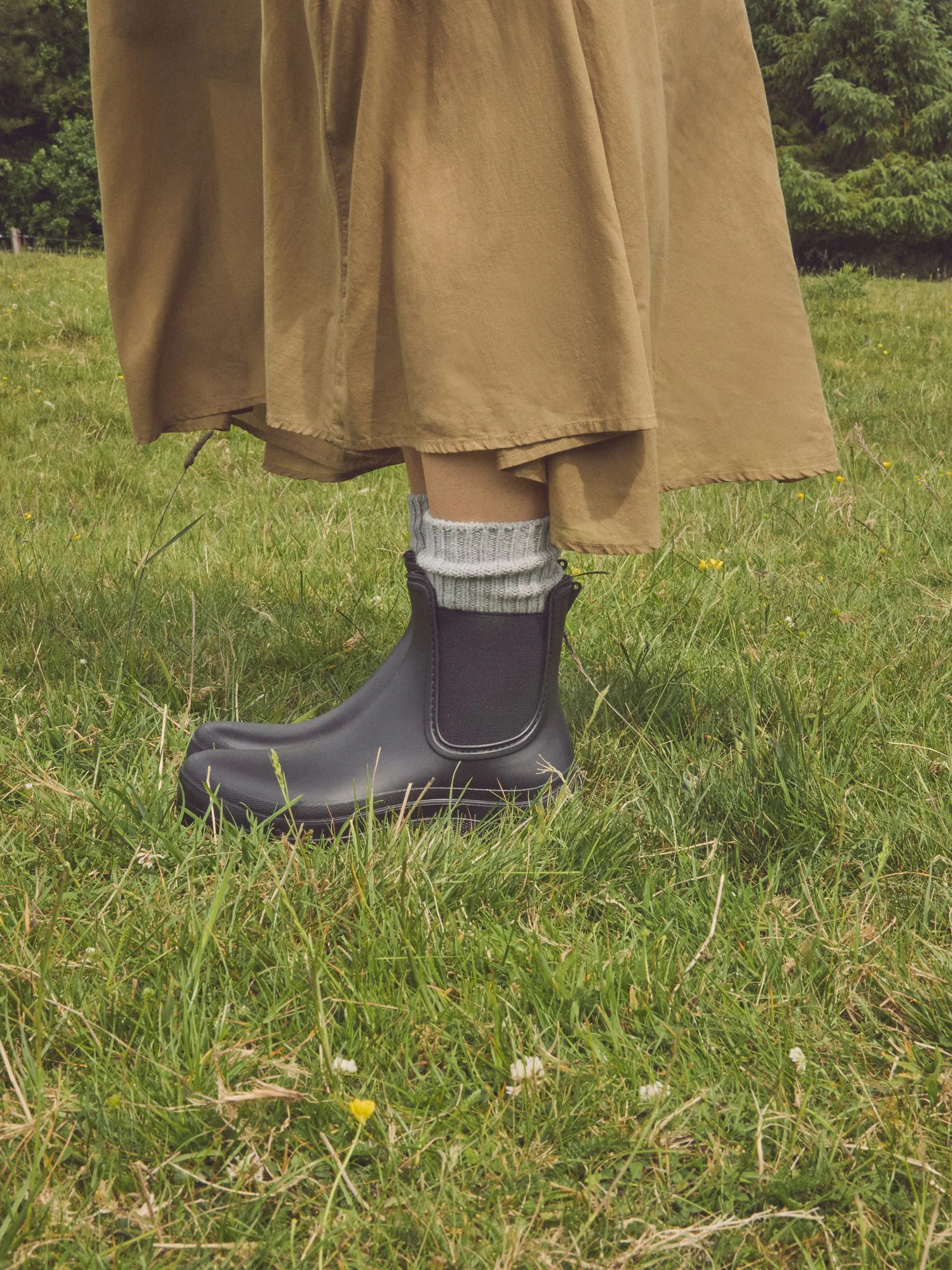 Zwart - Faux Fur Lined Chelsea Ankle Wellies