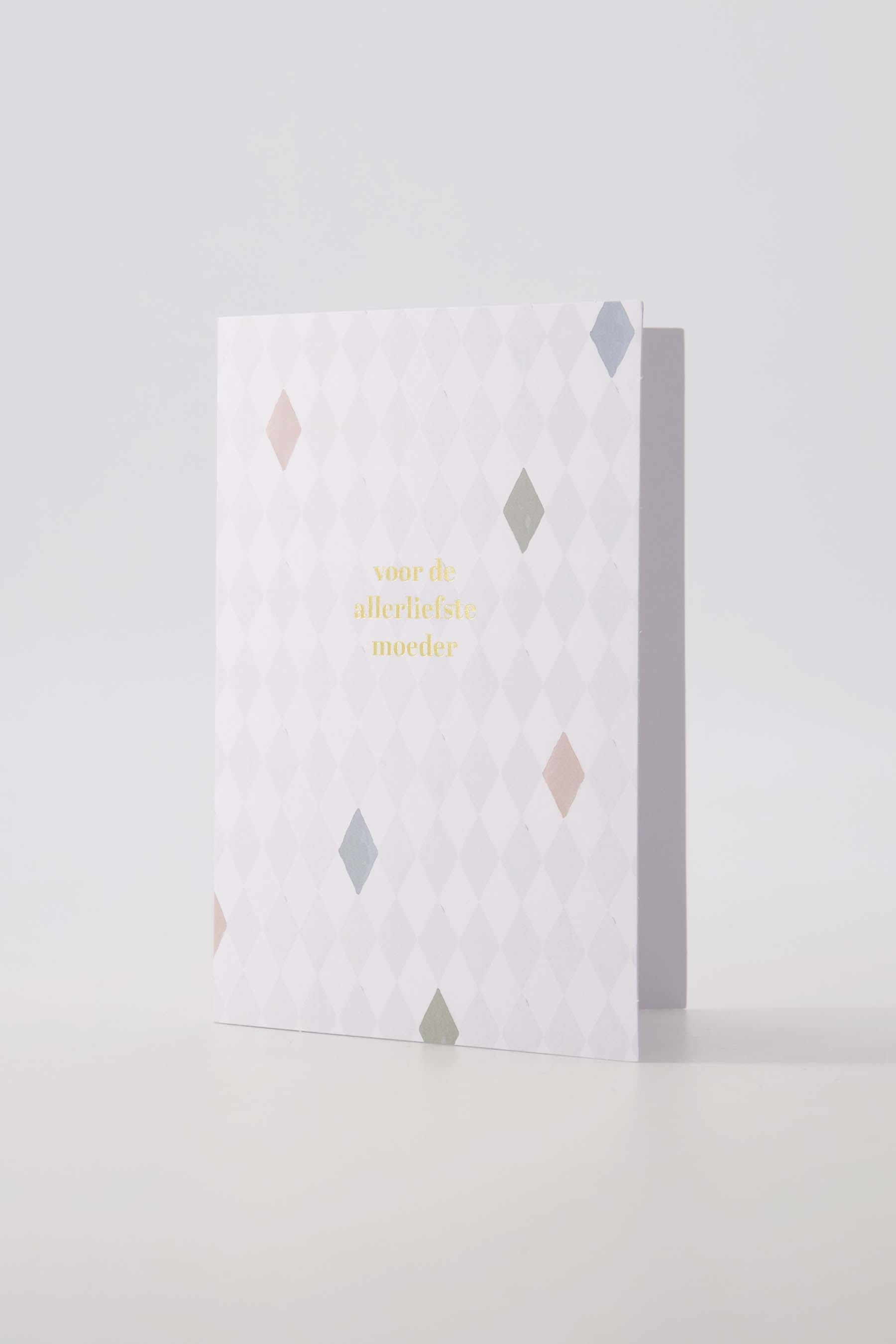 wenskaart liefste mama wit/goud