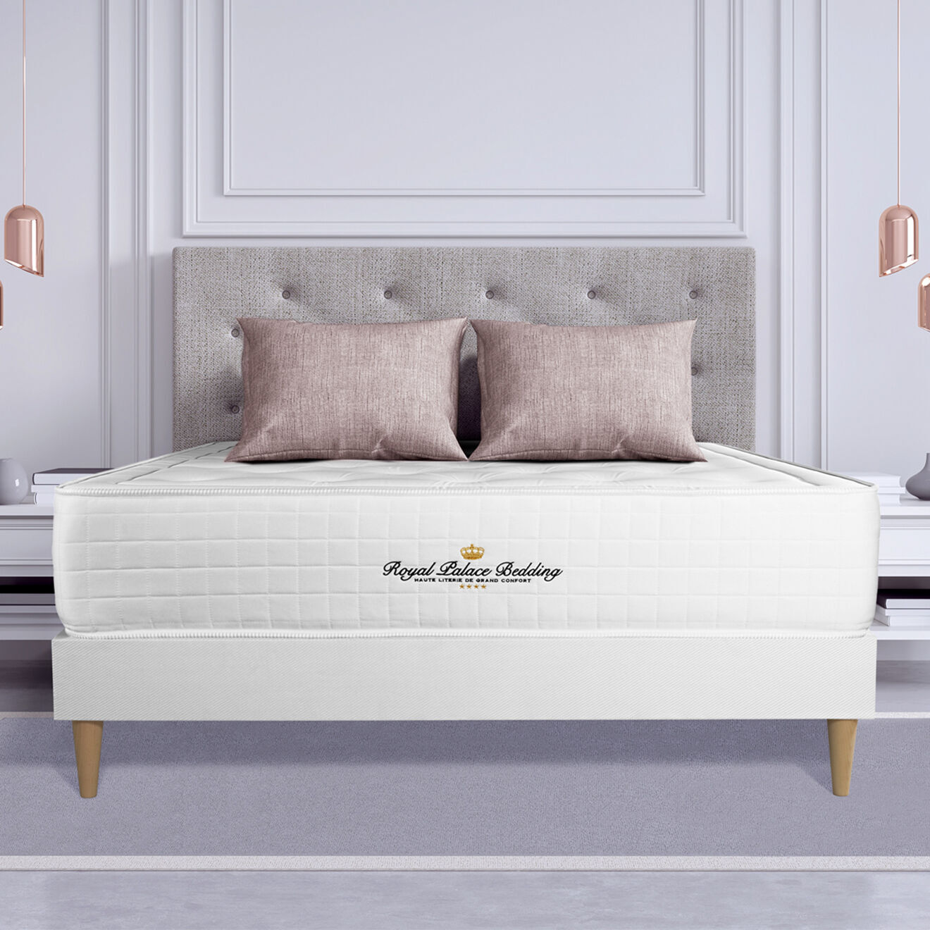 Royal Palace Bedding Ensemble matelas à mémoire de forme & sommier Buckingham blanc - 140x200 cm