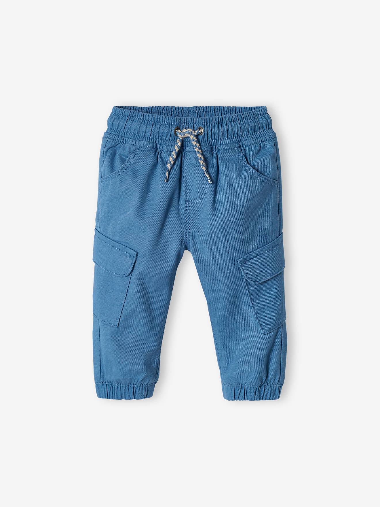 calça cargo jeans azul bebê