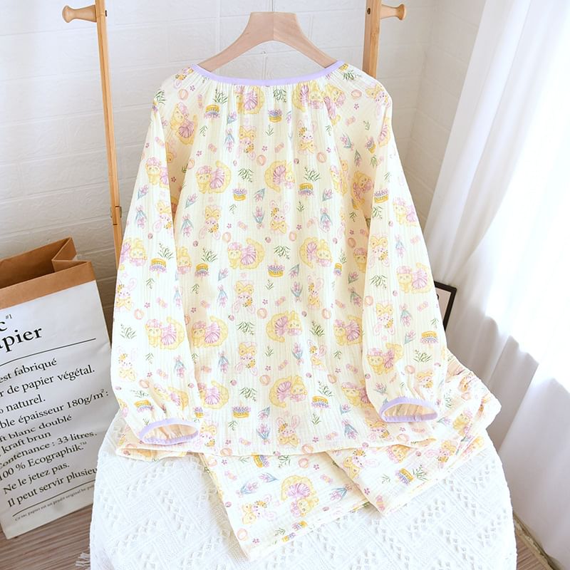 molpes - Pyjamaset: top met lange mouwen en patroon + broek
