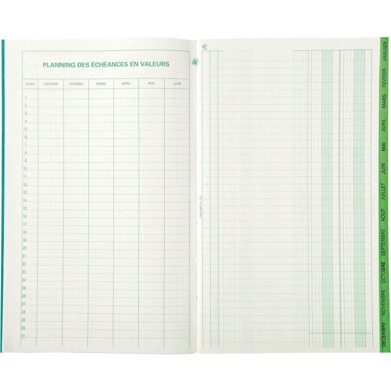 Registre standard échéancier 2 colonnes Exacompta 7660E, 19,5 x 32 cm 72 pages