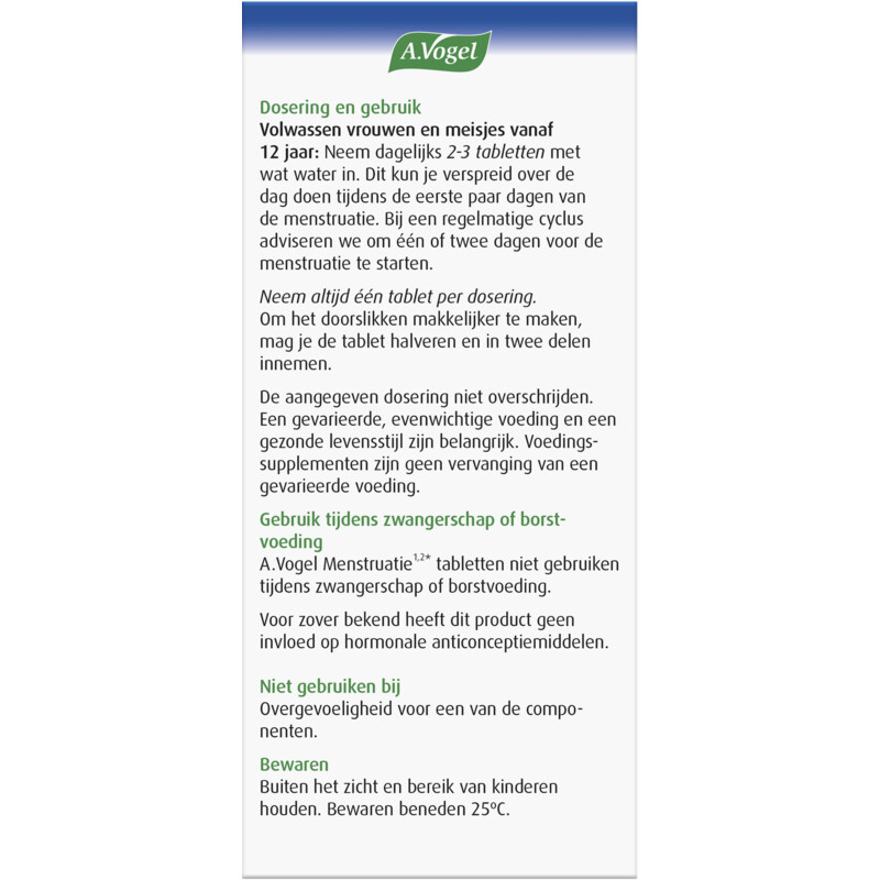 A.Vogel Menstruatie tabletten + ijzer
