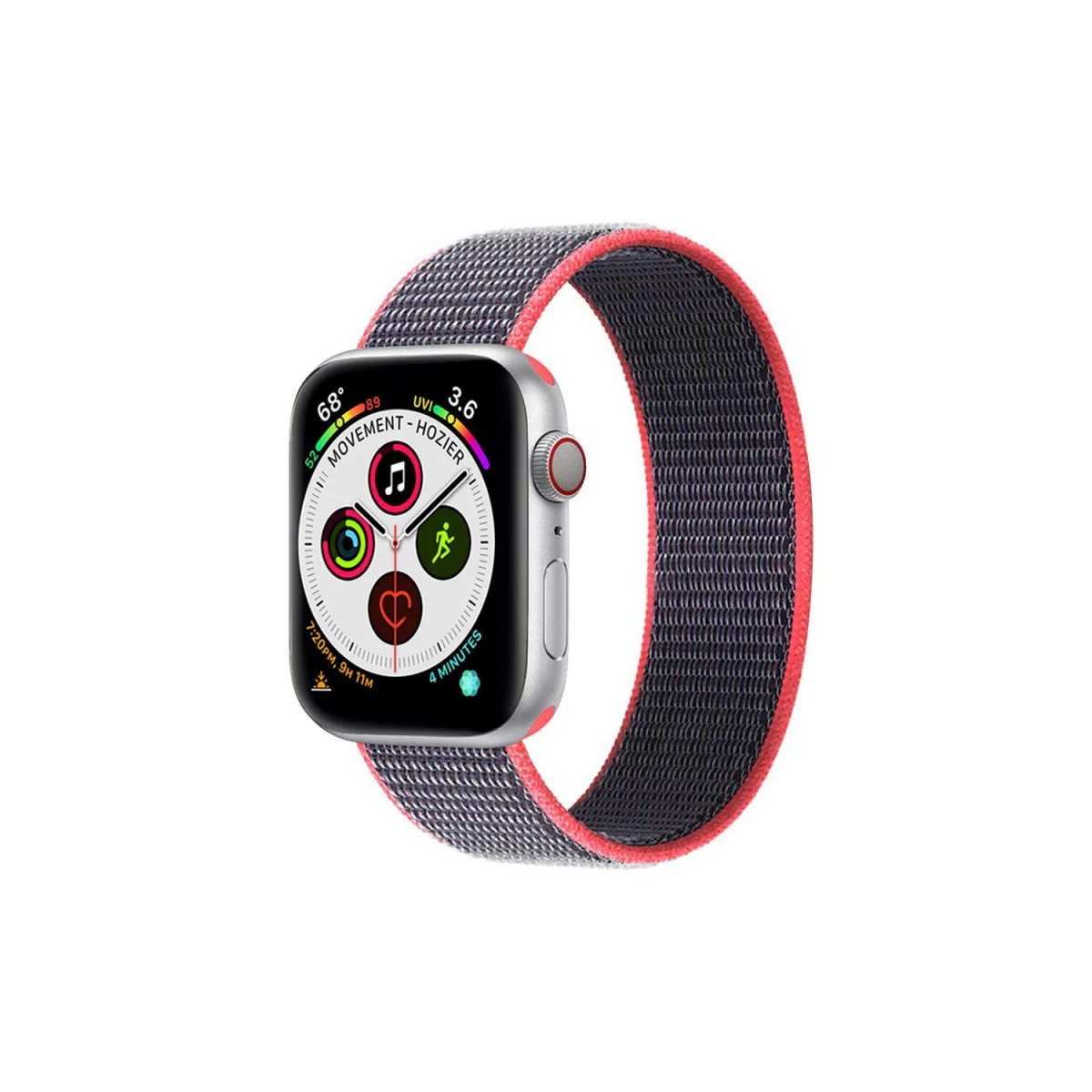 Apple Watch 5 (44mm) Nylon armbånd - Electric pink