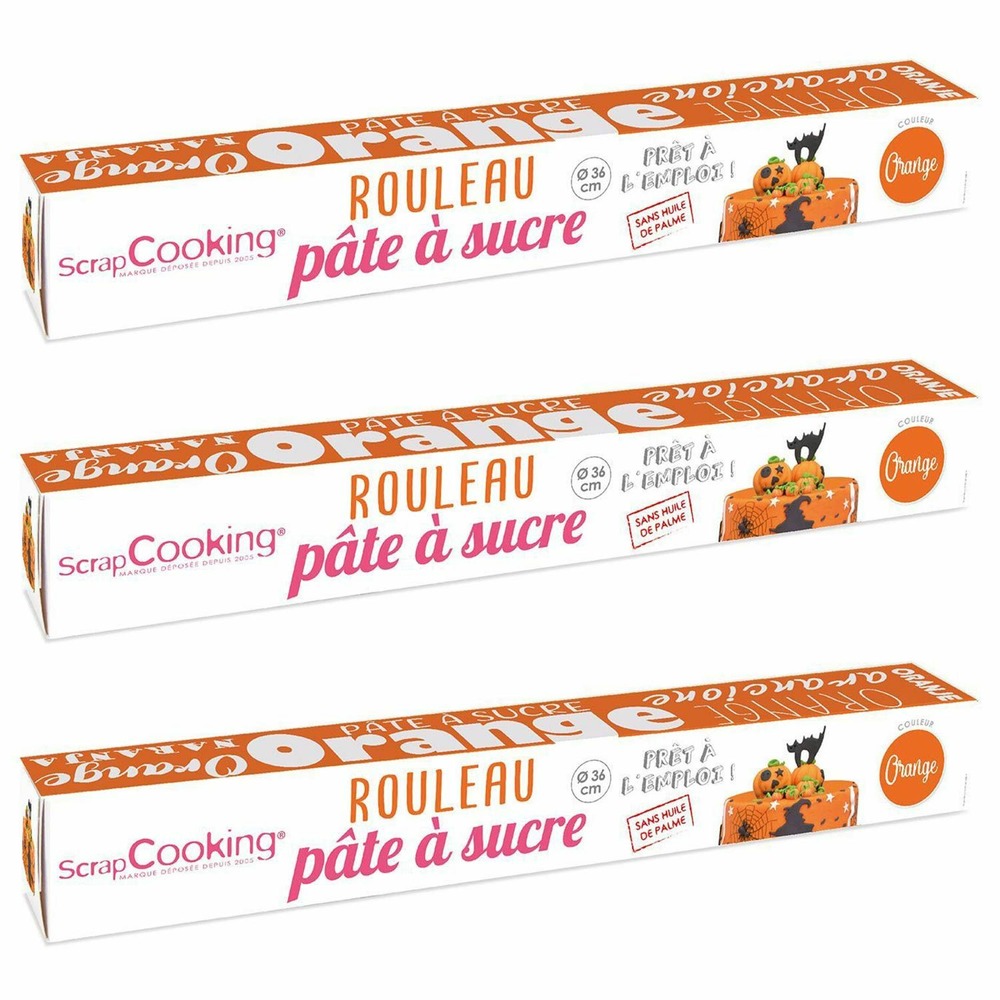 3 pâtes à sucre en rouleau orange ø 36 cm