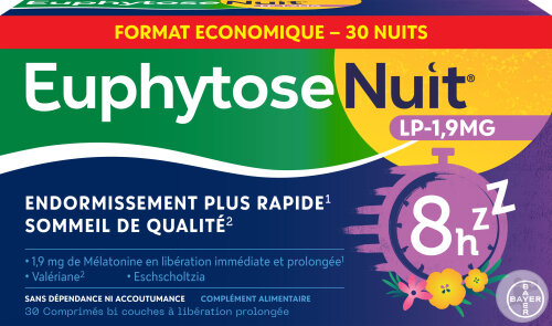 EuphytoseNuit LP 1,9mg Mélatonine 30 Comprimés À Libération Prolongée