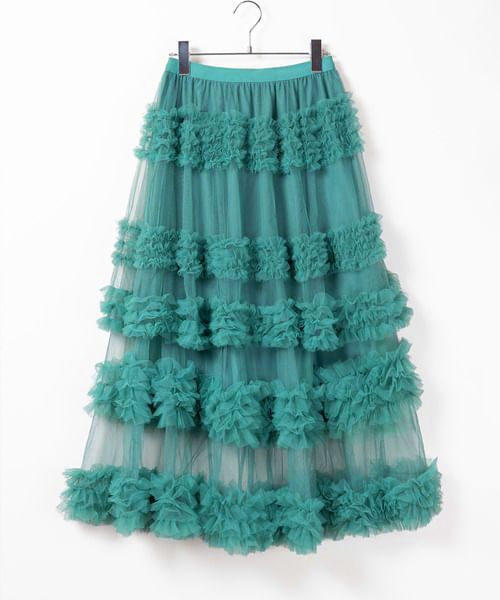 Lexama - Hoge taille effen geplooide mesh maxi A-lijn rok