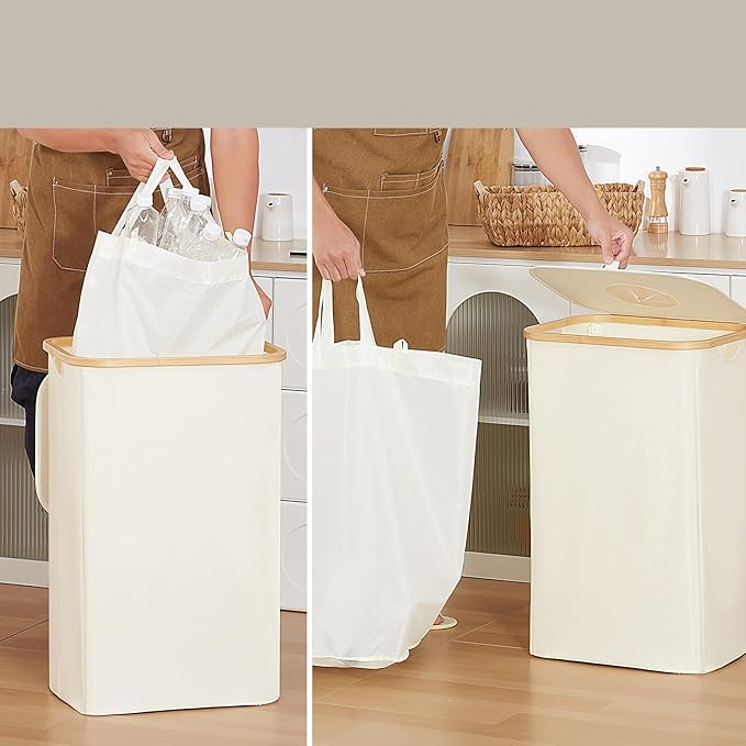 (720x445mm) Oxford Pfandflaschen Organizer Recycling Behälter PET Flaschen Sammler mit Herausnehmbarem Beutel - Weiss