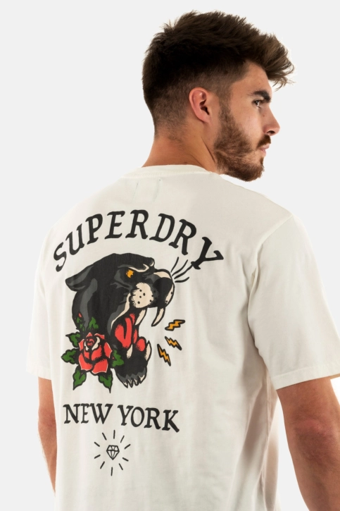 Tee shirt superdry tattoo back graphic loose 34c winter white