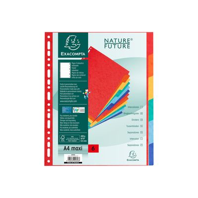 Exacompta Nature Future - Intercalaire 6 positions - A4 Maxi - carte rigide colorée