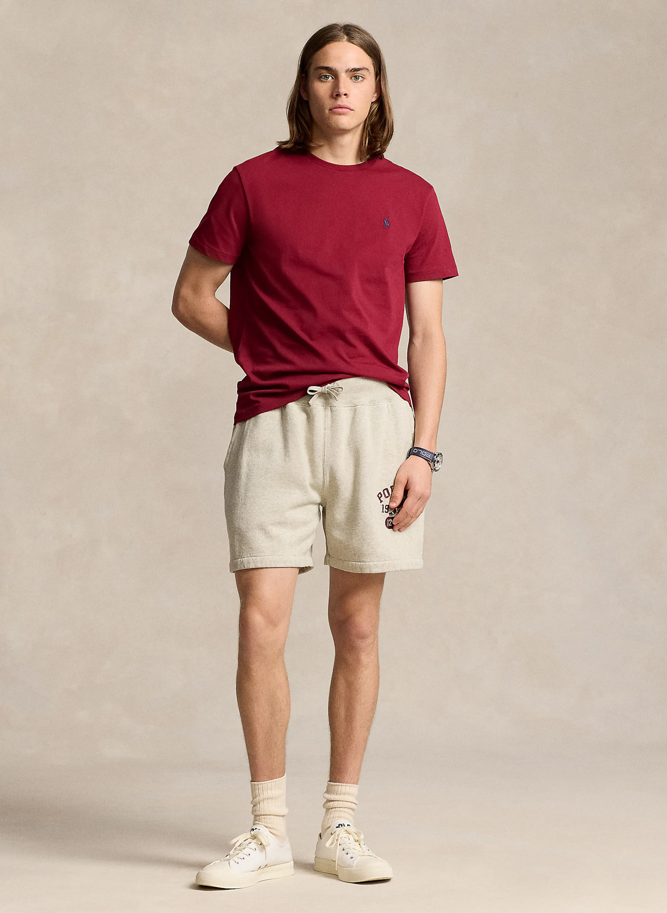 Tee-shirt col rond regular-fit en coton | Rouge