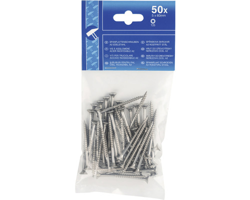 Spaanplaatschroef verzonken kop TX 5x60 mm RVS A2 50 stuks