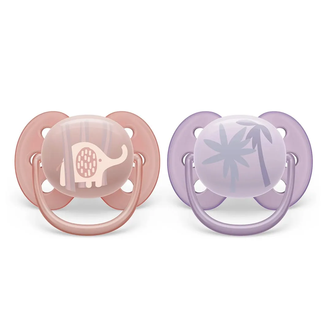 Philips Avent Suce Ultra Douce 0-6 mois Éléphant Litchi  Palmiers Lilas (2)