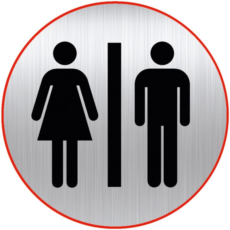 Plaque pictogramme Ø 8 cm « toilette homme/femme »