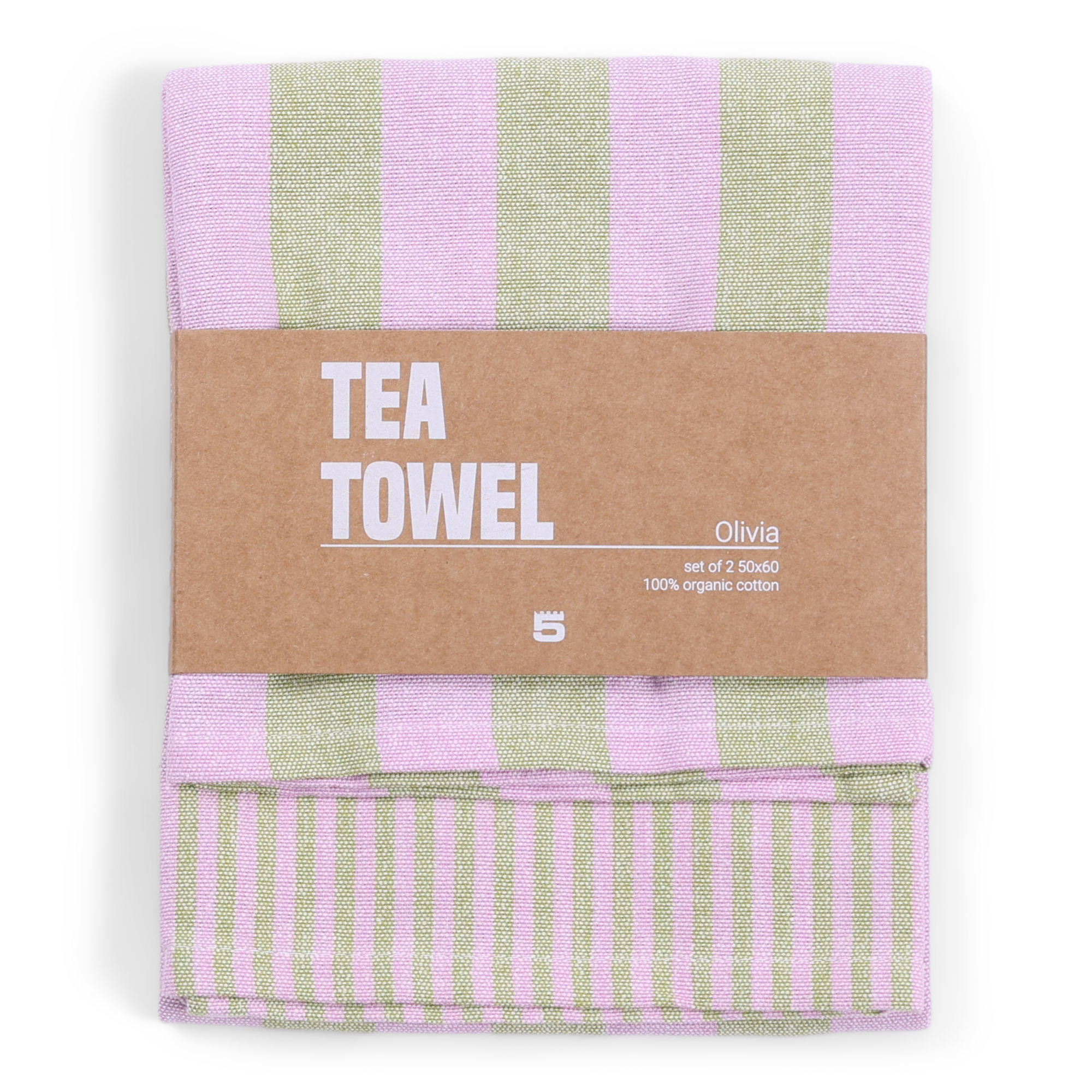Theedoek Olivia avocado bright pink - set van 2