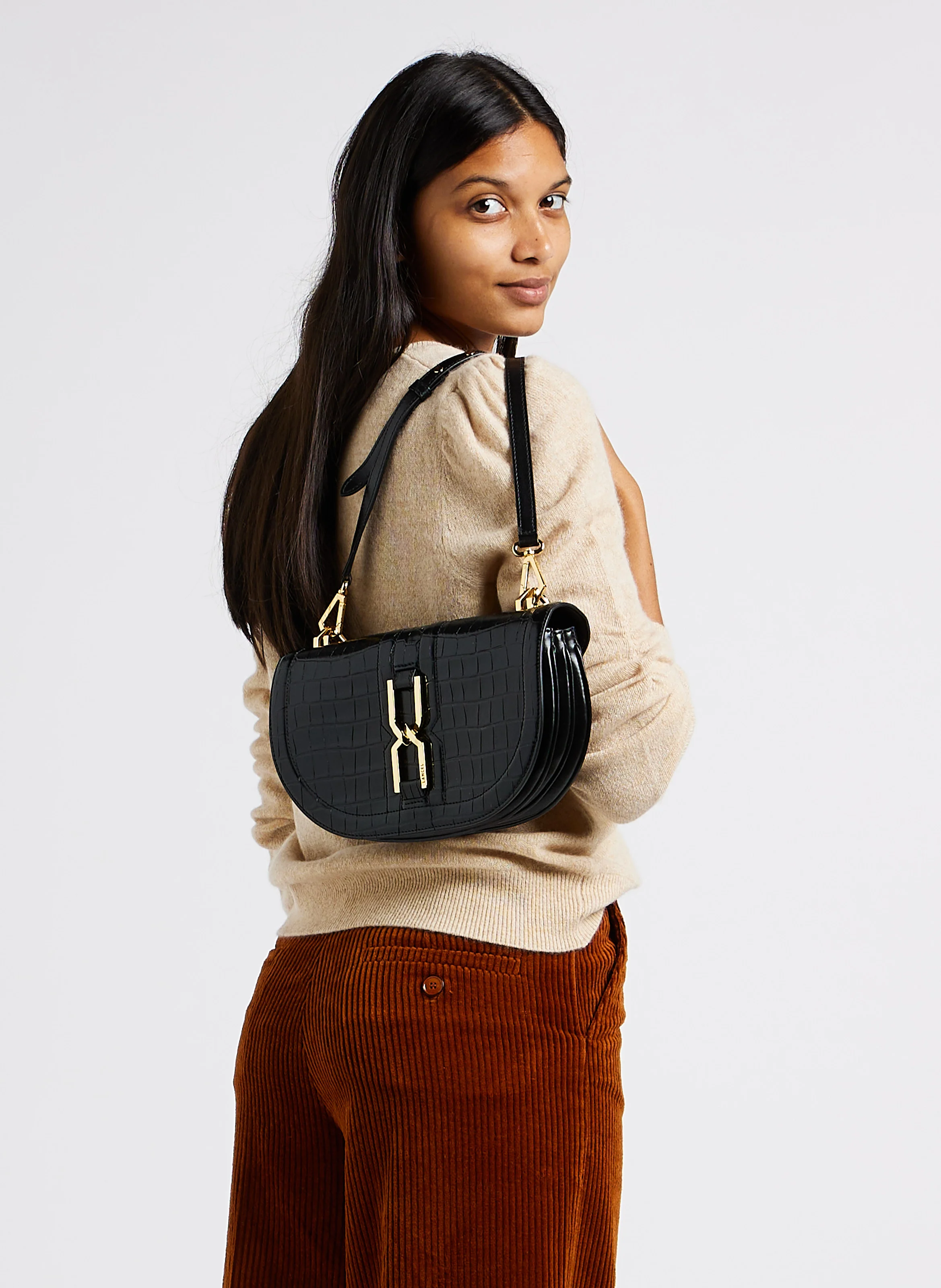 CLEPSYDRE - Sac bandoulière en cuir effetcroco | Noir