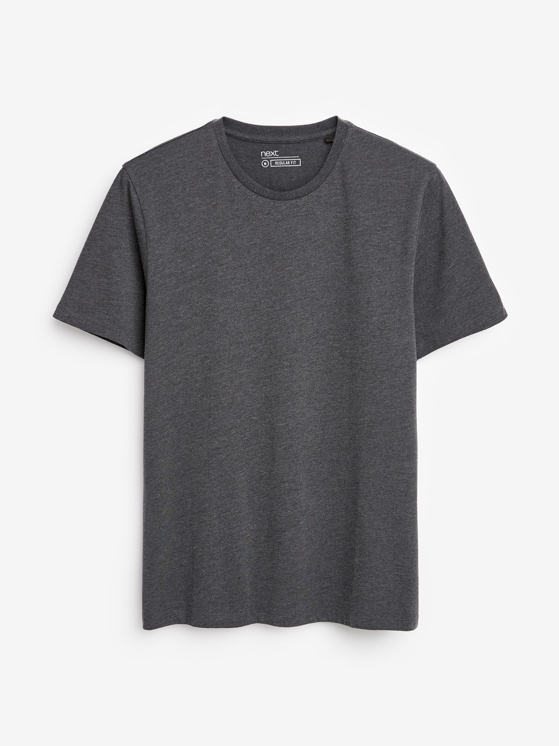 Gemêleerd antracietgrijs - Normale Pasvorm - Essentieel katoenen T-shirt met ronde hals