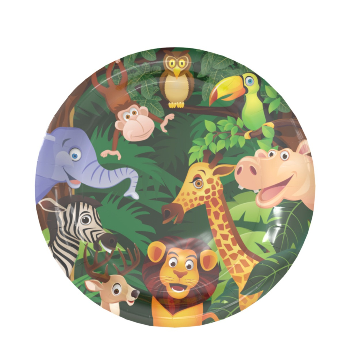 (6er Set) Ø23cm Einweg Teller Kinder Party Geschirr Tisch Dekoration - Safari Tiere