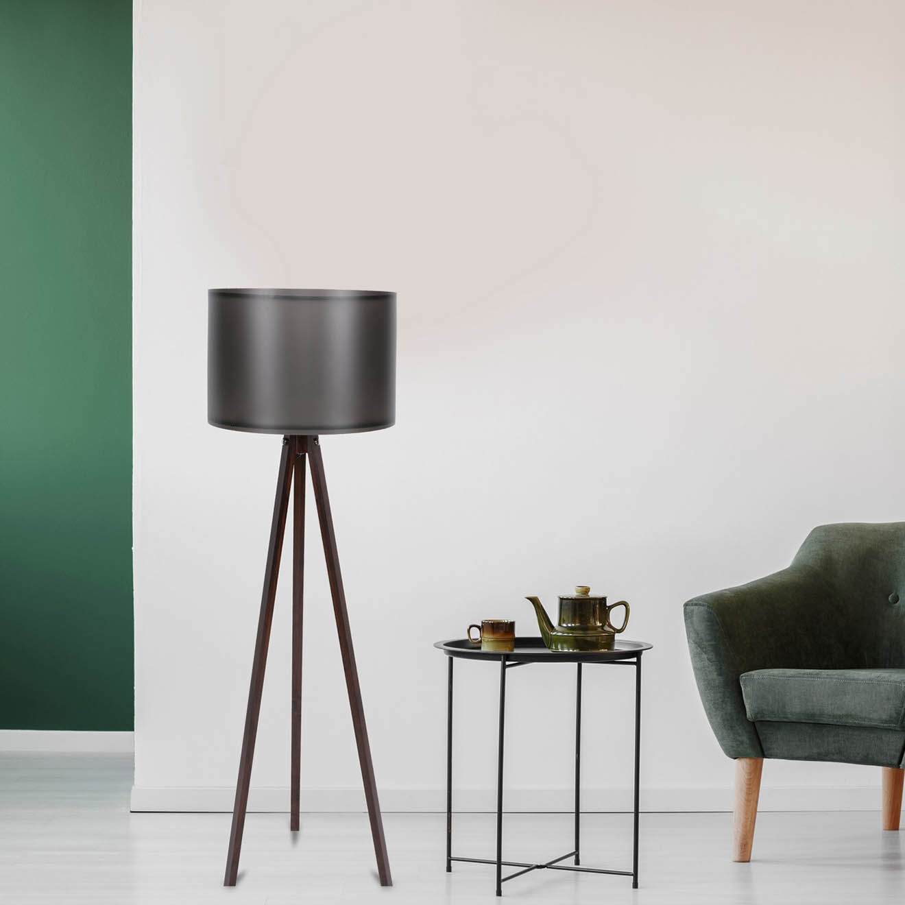 Sheen Lampadaire Bubble noir/noyer - D.38x145 cm