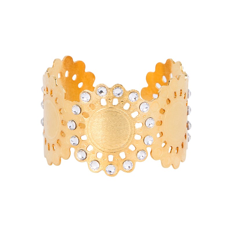 Bracelet ajustable en plaqué or orné de cristaux blanc - Bijou de créateur