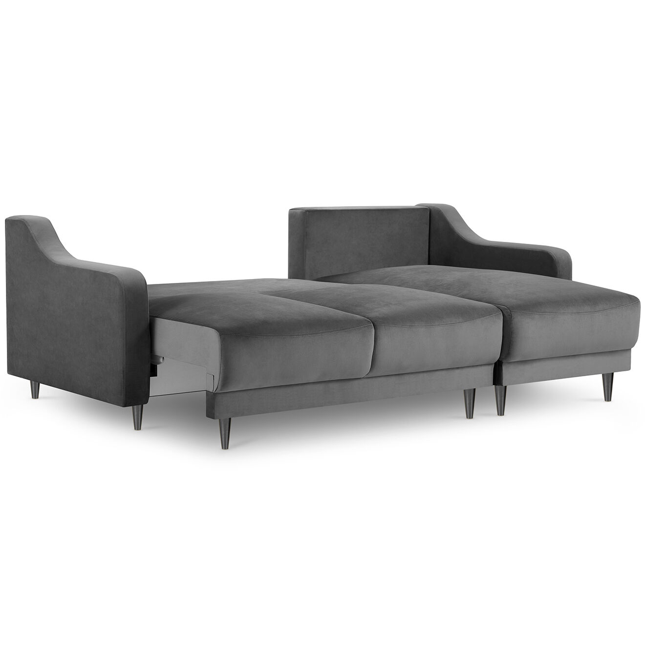 Mazzini Sofas Canapé d'angle Réversible Convertible avec Coffre en Velours Freesia gris clair - 220x150x90 cm