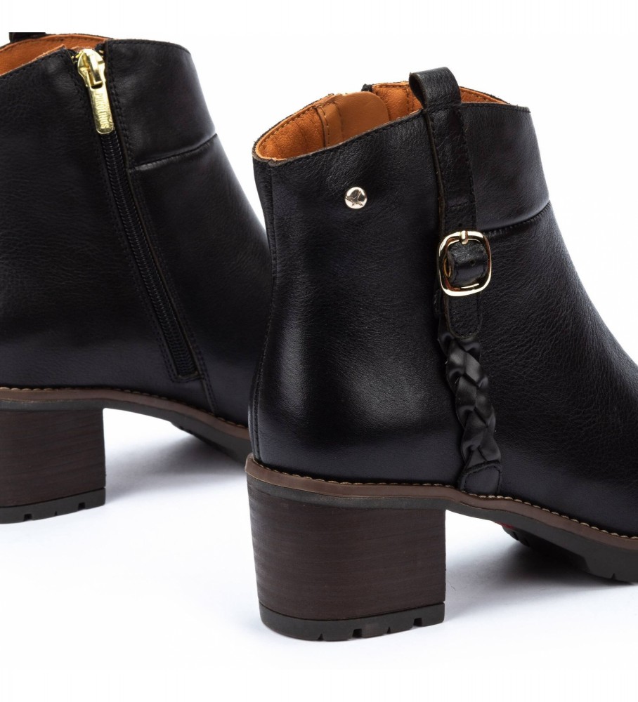 Botas de cano curto Pikolinos Llanes em couro preto - Altura do salto: 6 cm -