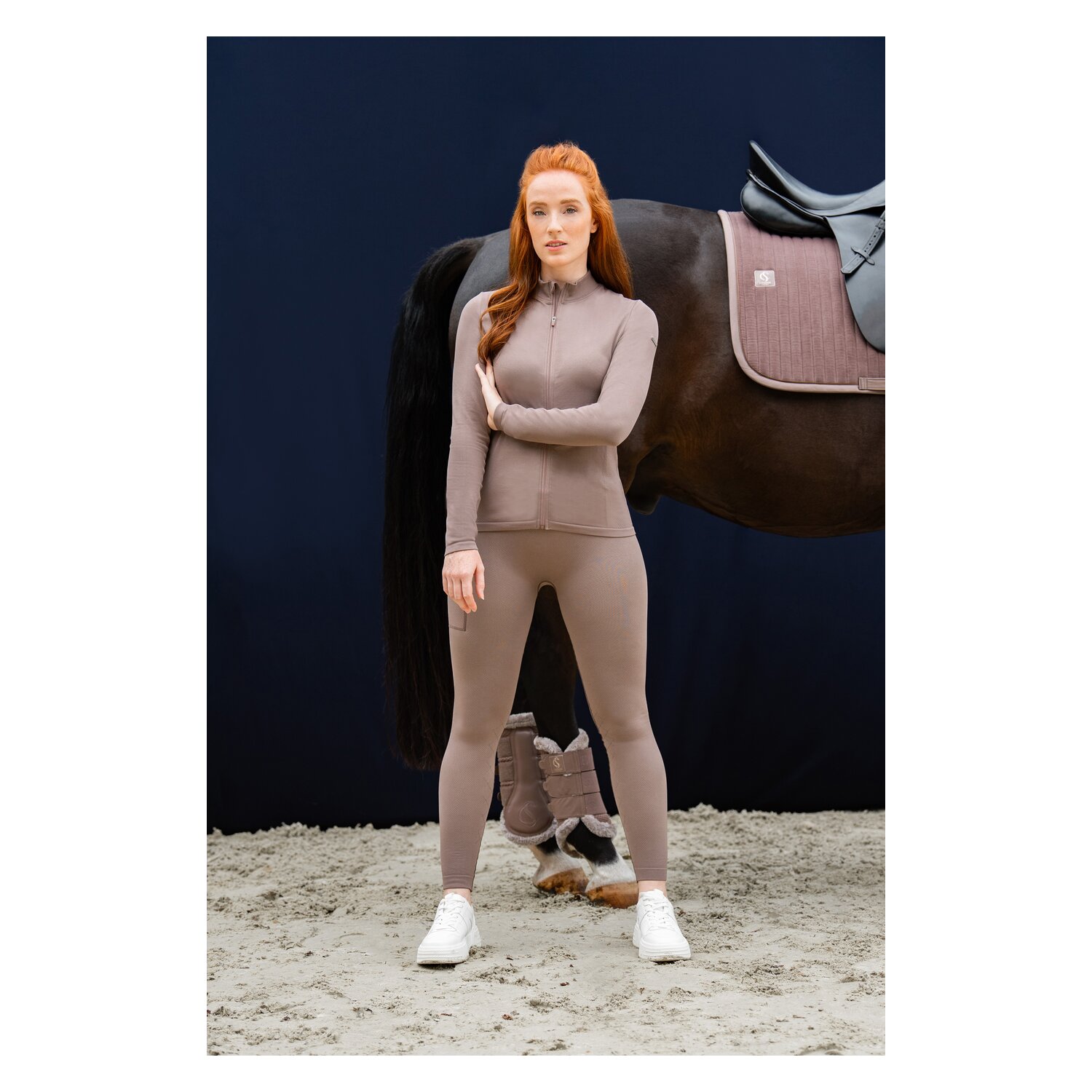 ESKADRON Classic Sports Zip-Shirt Seamless - deep taupe