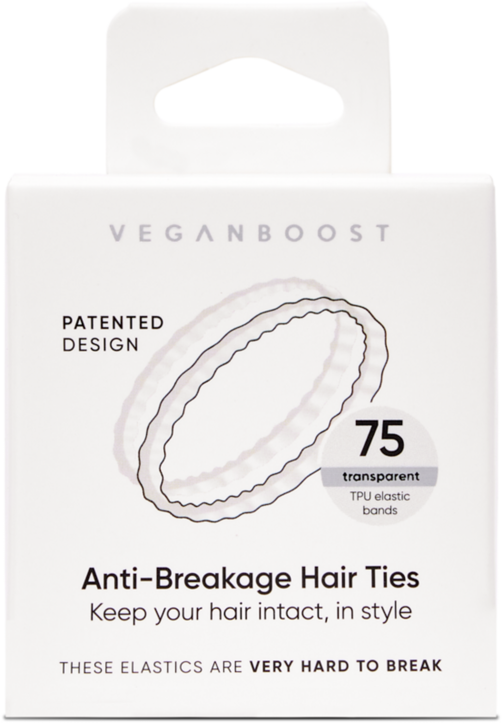 Veganboost  Anti-Haarbruch Haargummis, Transparent (75 Stk)