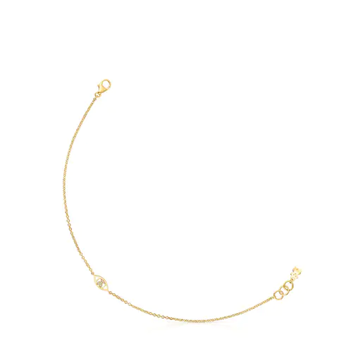 Pulseira TOUS Good Vibes em ouro e diamante com formato de olho.