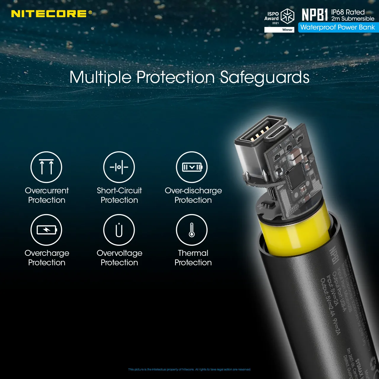 Nitecore Npb1 Waterproof Powerbank 5000 Mah Black