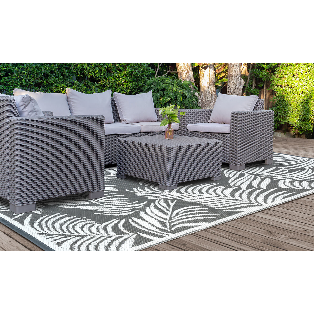 Pratik Garden Tapis d'extérieur hawai blanc/gris - 120x180 cm