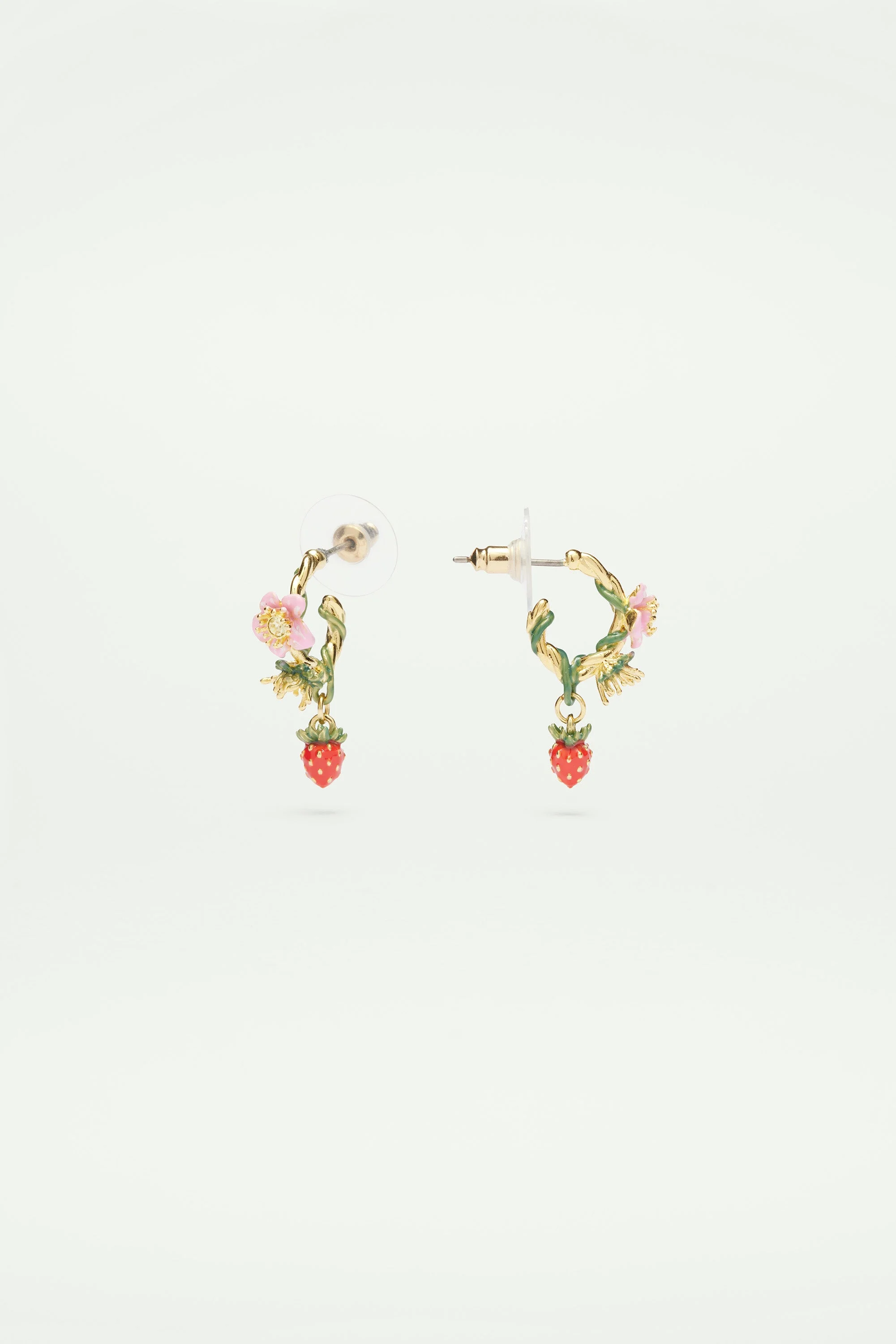 Boucles d'oreilles tiges créoles fraise des bois | Multicolore