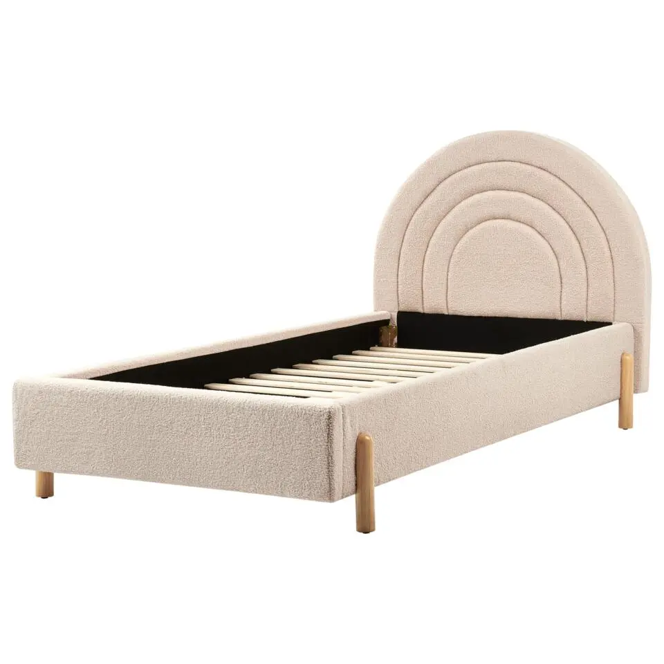 ANET - Bed - Beige - 90 x 200 cm - Bouclé