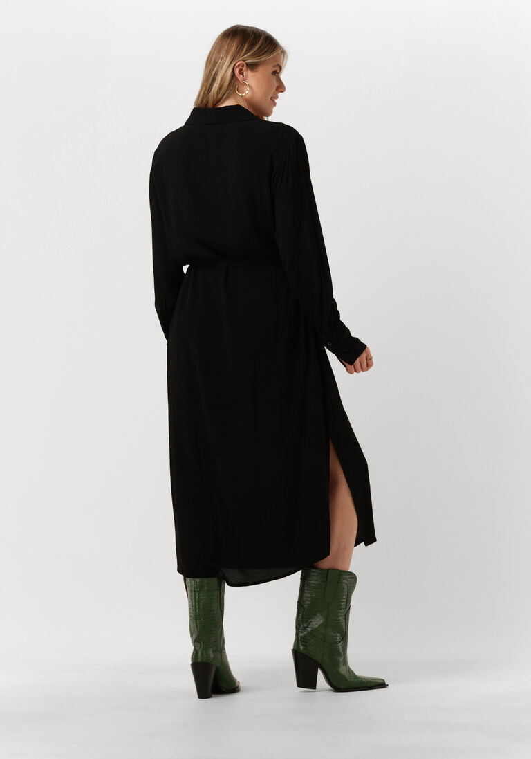 MINUS zwarte minus midi jurk lasina solid shirtdress