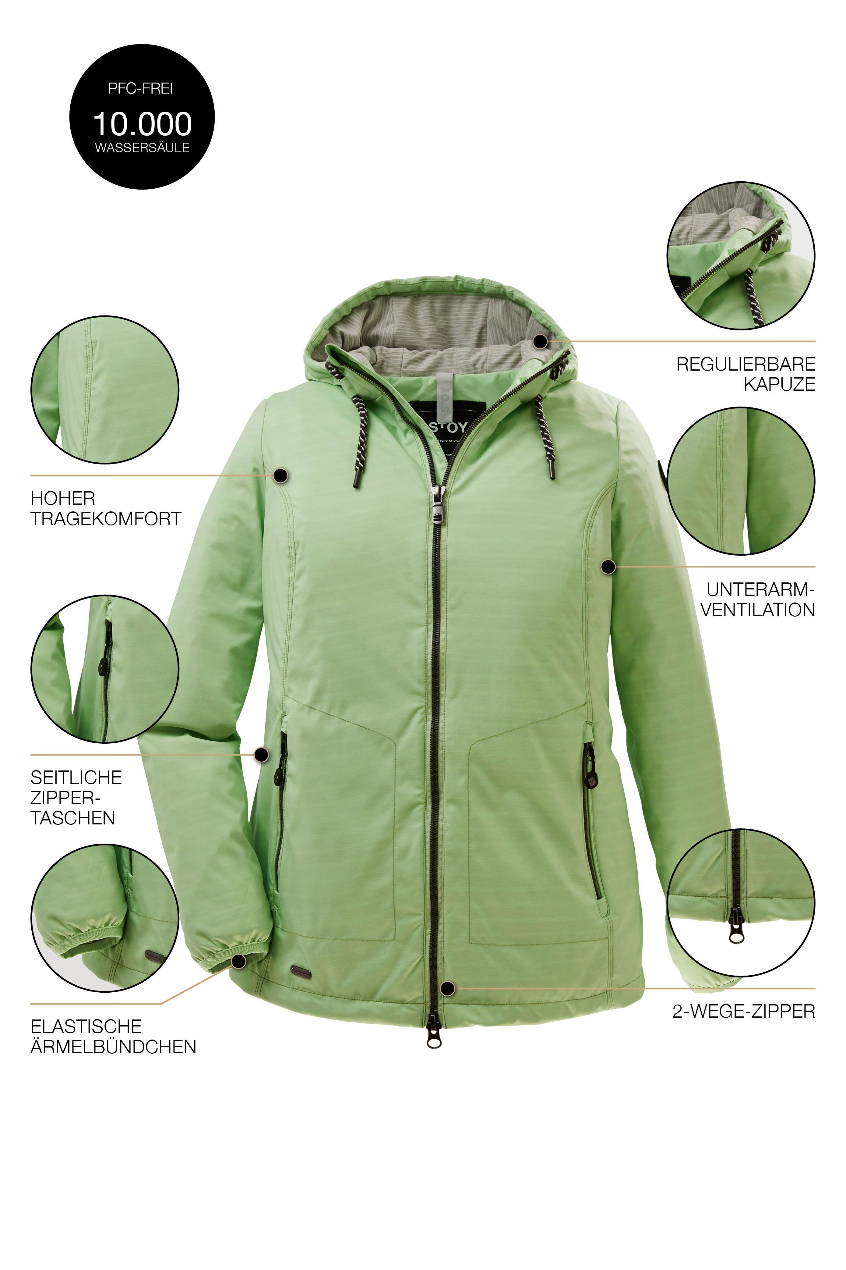 Softshelljacke mit regulierbarer Kapuze und Saum