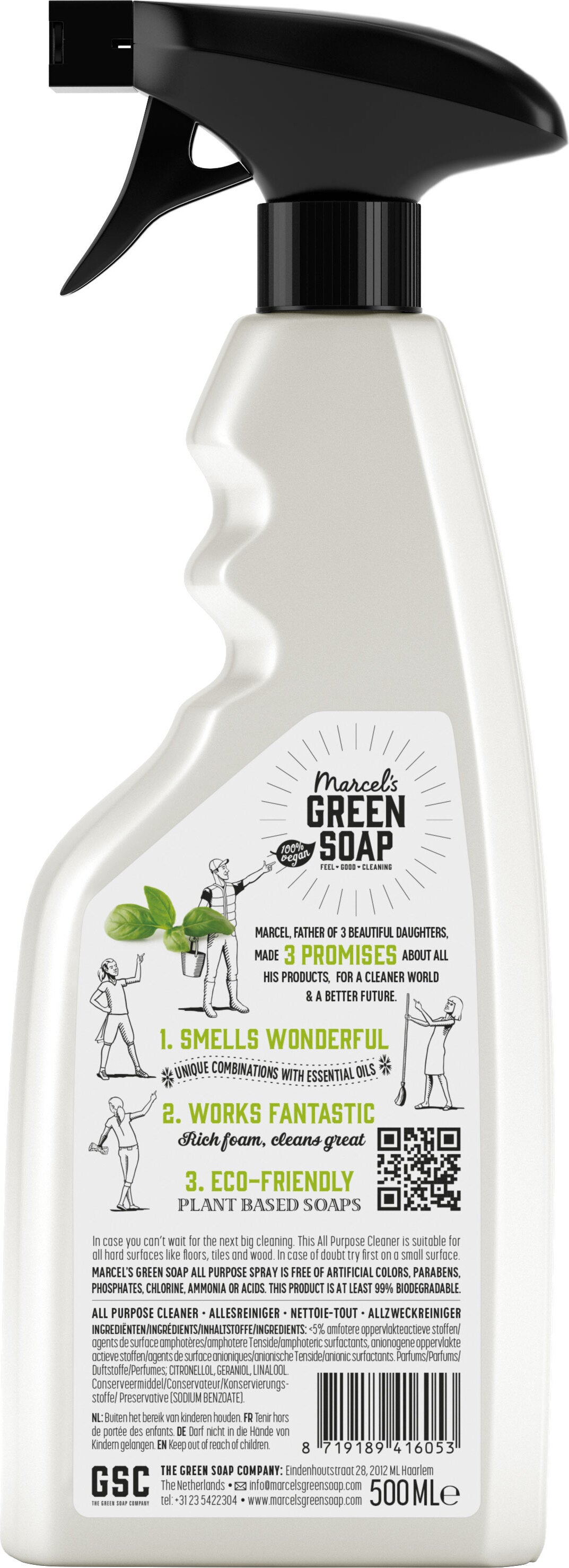 Marcel's Green Soap allesreiniger spray Basilicum en Vetiver gras 500 ml