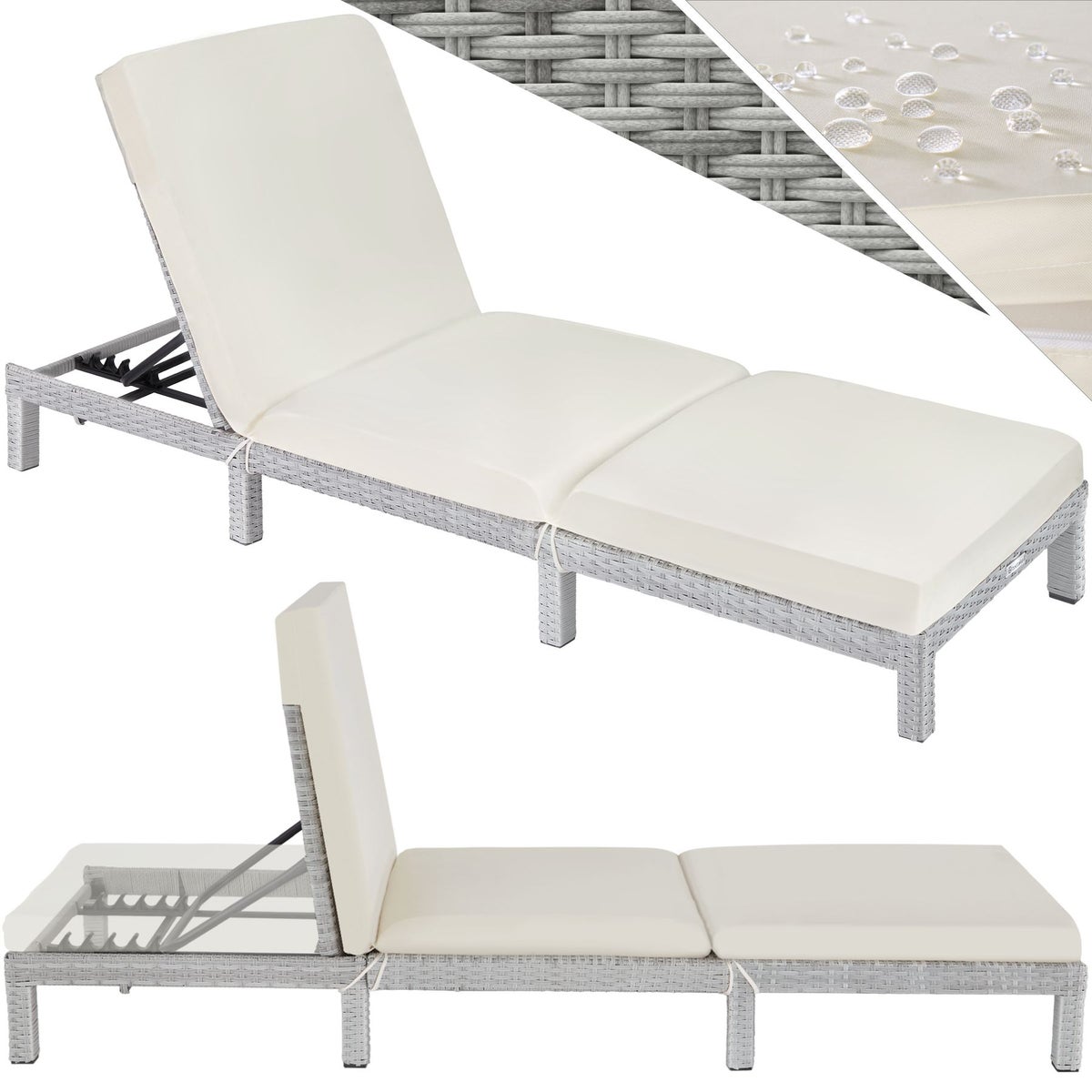 Rotan ligstoel tectake Sofia duurzaam 196 x 66 x 27 cm