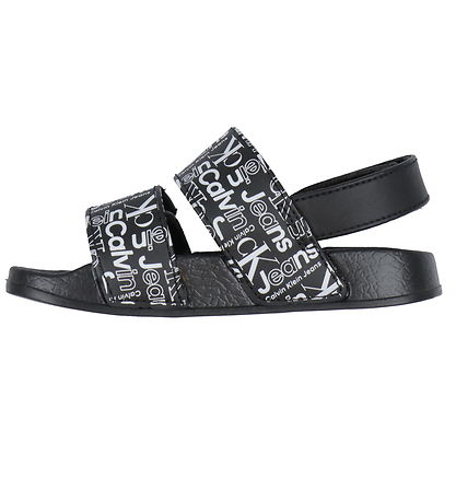 Calvin Klein Badesandalen - Klettband - Schwarz m. Weiß