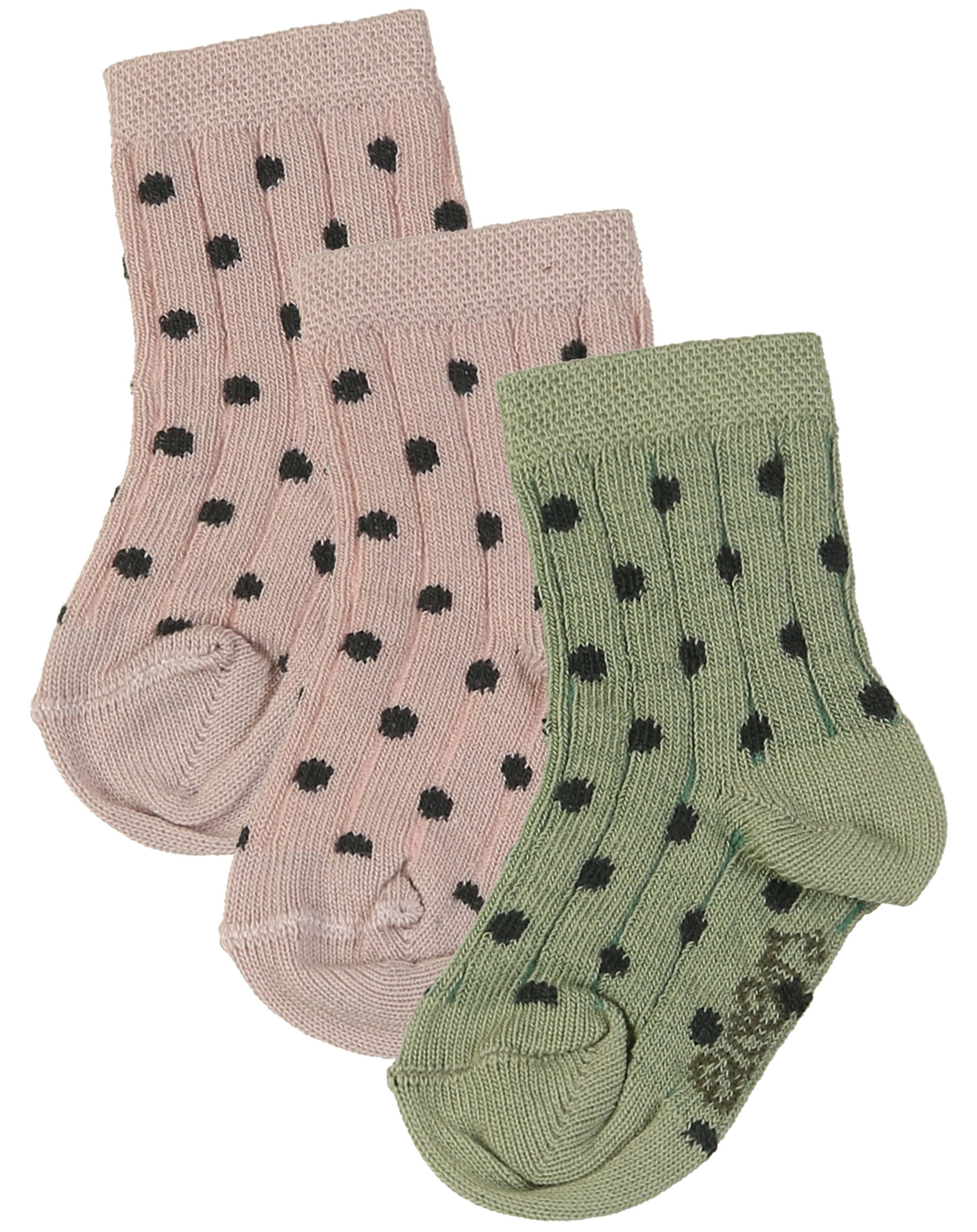 Socken PÜNKTCHEN & RIPPE 3er-Pack in beige/rosa